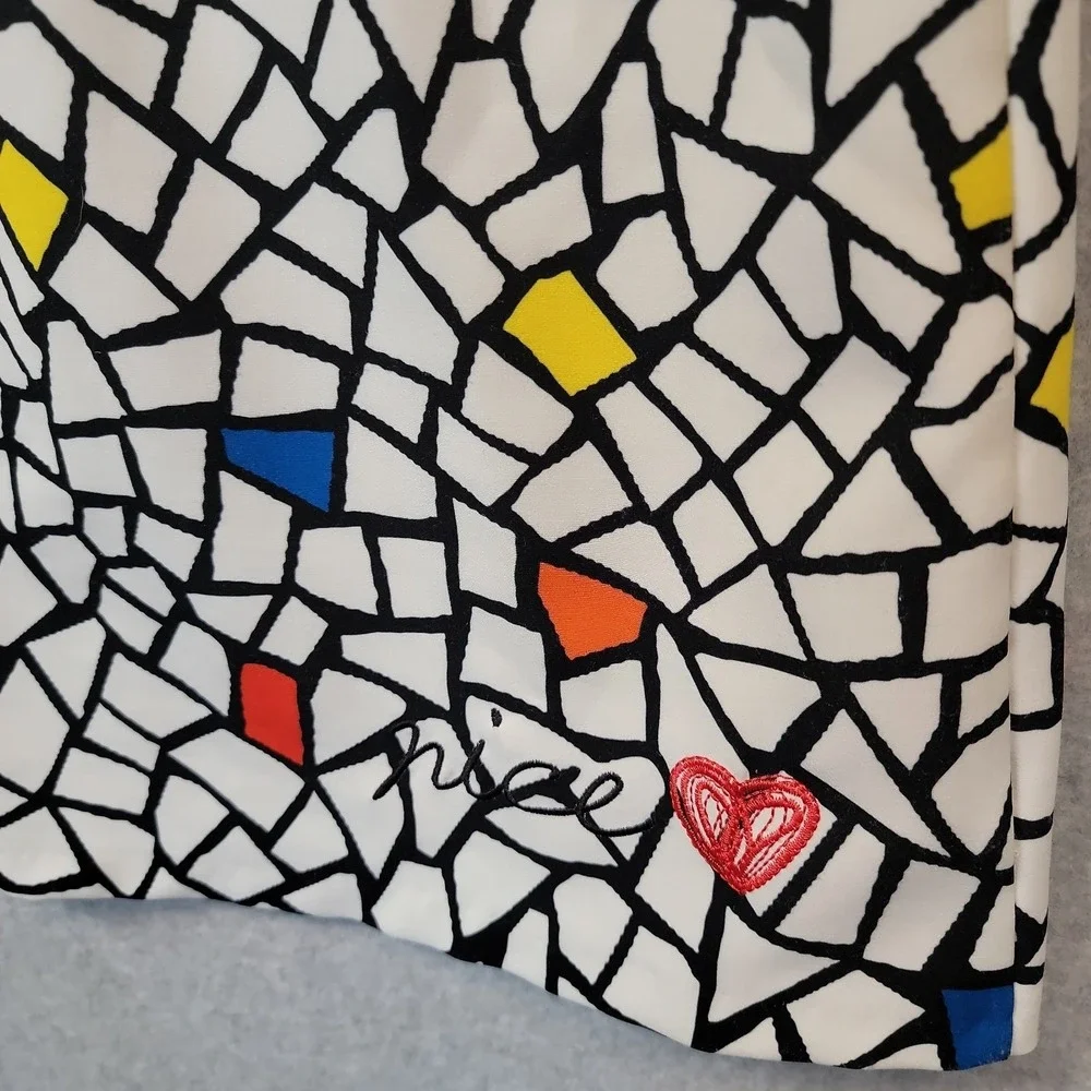 Desigual Women's Multicolored Mod Tank Dress Sleeveless Art V-Neck EU Sz 44 US M